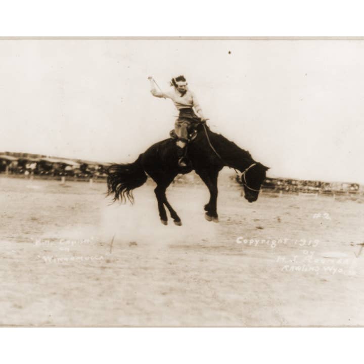 Mowbi - Wholesale Art Print - Kitty Canutt on Winnemucca - Authentic Western Wall Art Prints – 8″x10″ Artwork for 11″x14″ Frame