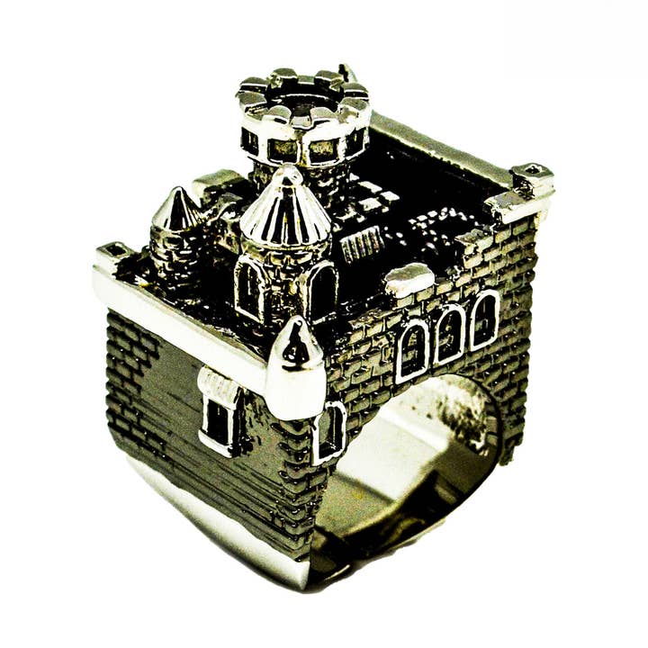 Anel Castelo de Rutênio Preto por atacado de MONVATOO London