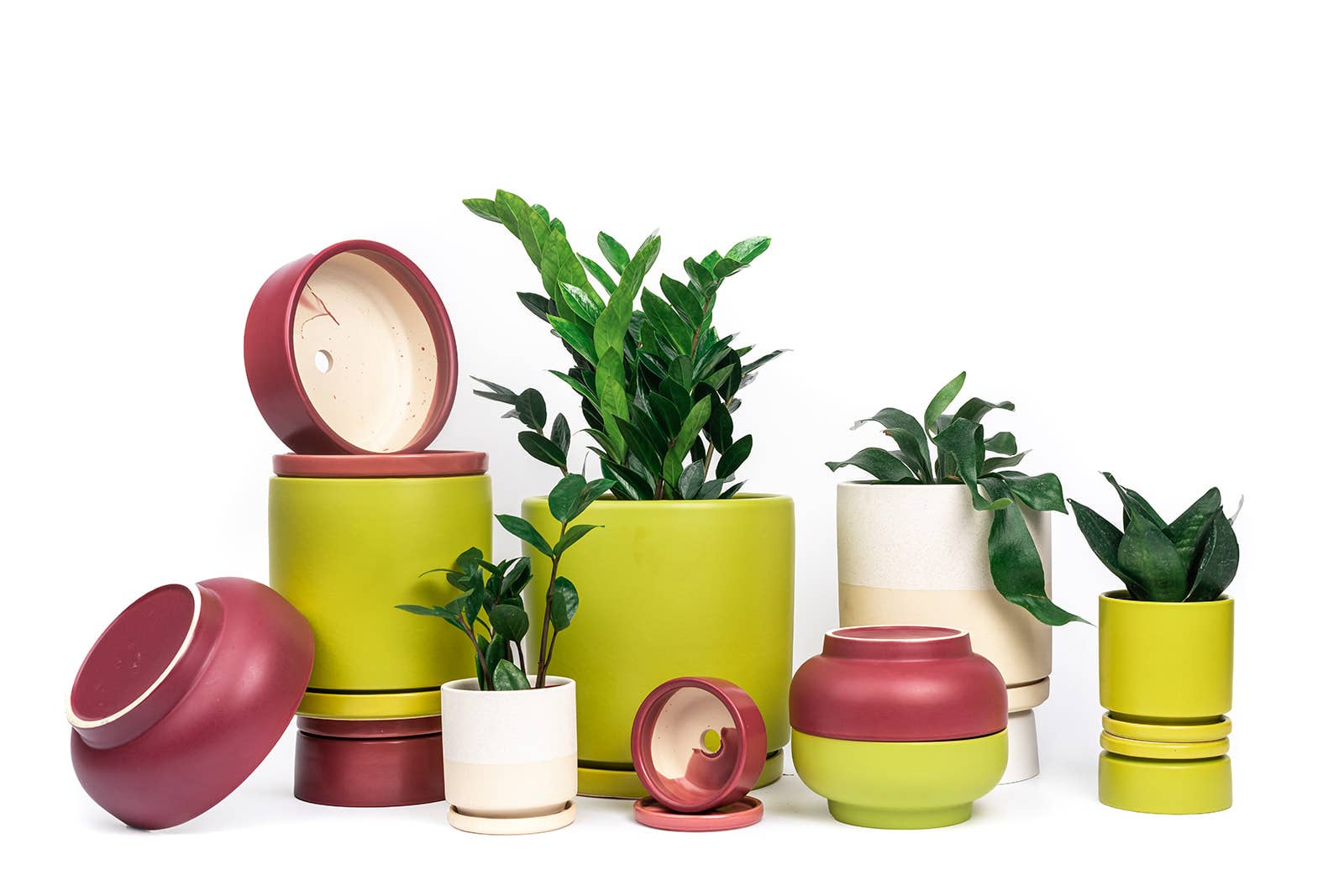 Momma Pots - Wholesale Plant Pot - 10.5" Gemstone Cylinder Pots with Water Saucers30