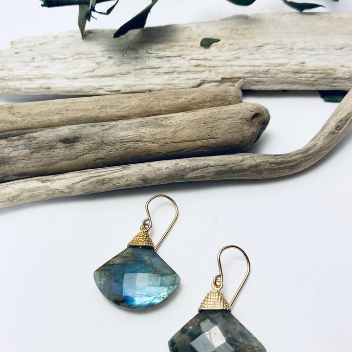 Labradorite Fan Earrings for wholesale by Laura J Designs