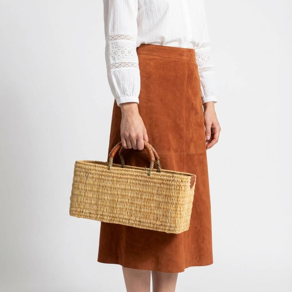 Melecraft - Vente Paniers - Ensemble de paniers en roseau naturel - Avec cuir marocain fait main10