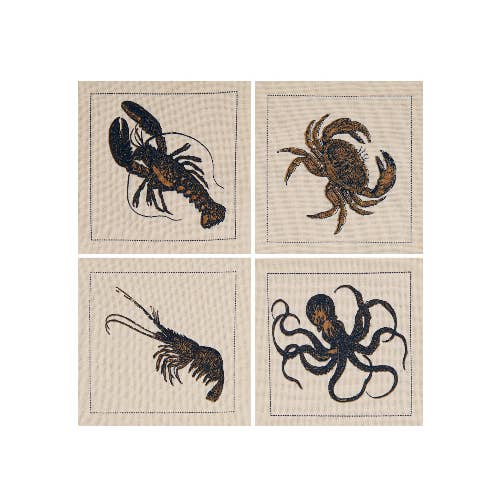 Five Star Napkins Inc. - Wholesale Disposable Napkin - Crustacean Cotton Cocktail Napkins - 50x