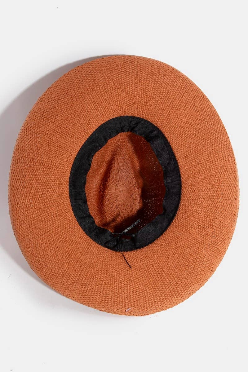 Collections by Fame Accessories - Vente Chapeau de paille – femme - Chapeau en paille style Panama5