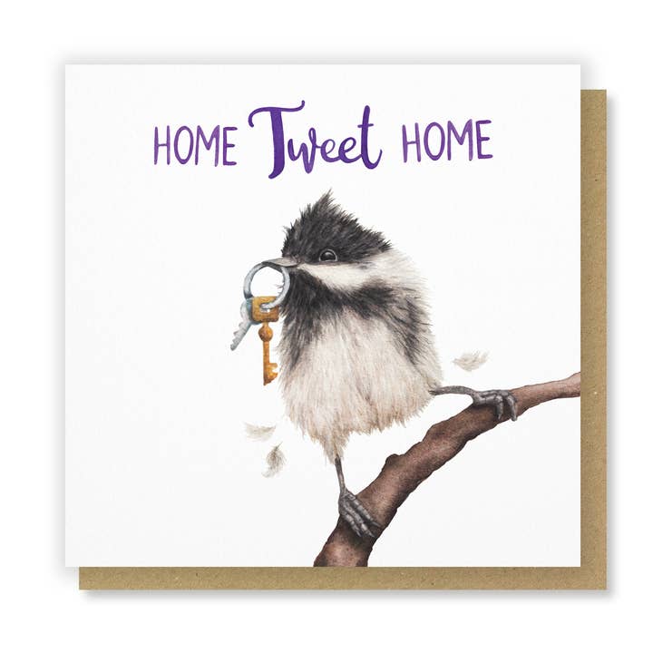 Home Tweet Home — Glückwunschkarte mit niedlichem Sumpfmeisenmuster für den Großhandel von Citrus Bunn