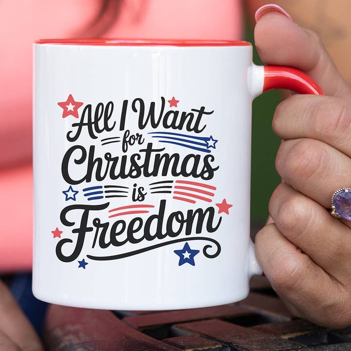 Freedom for Christmas Ceramic Mug for wholesale by God And Glory Gifts