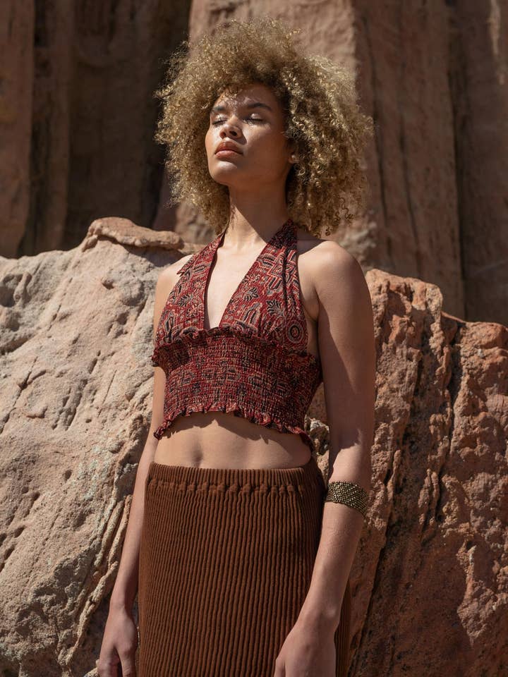 Ajrak Halter Top for wholesale by Hope Sews