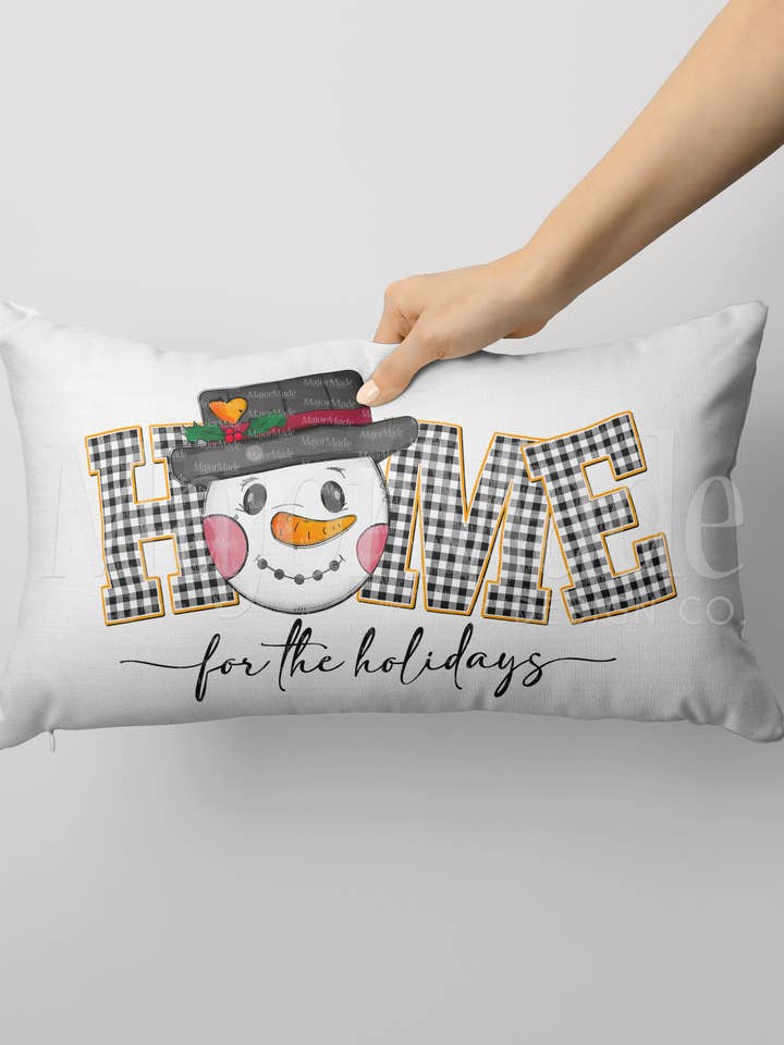 Throw Pillow - Christmas Home For The Holidays Snowman for wholesale by MajorMade Design Co