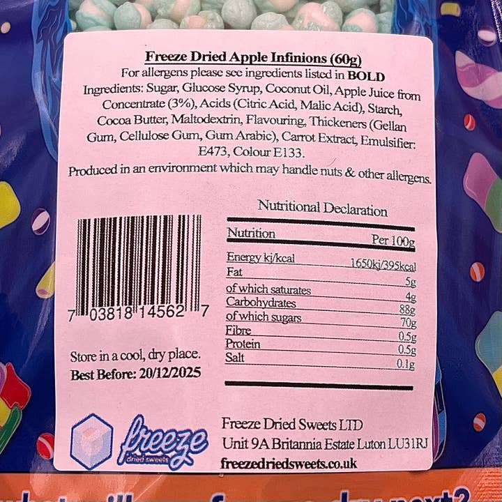 Freeze Dried Sweets - Vente Bonbons durs - Apple Infinions 60g - Bonbons lyophilisés
