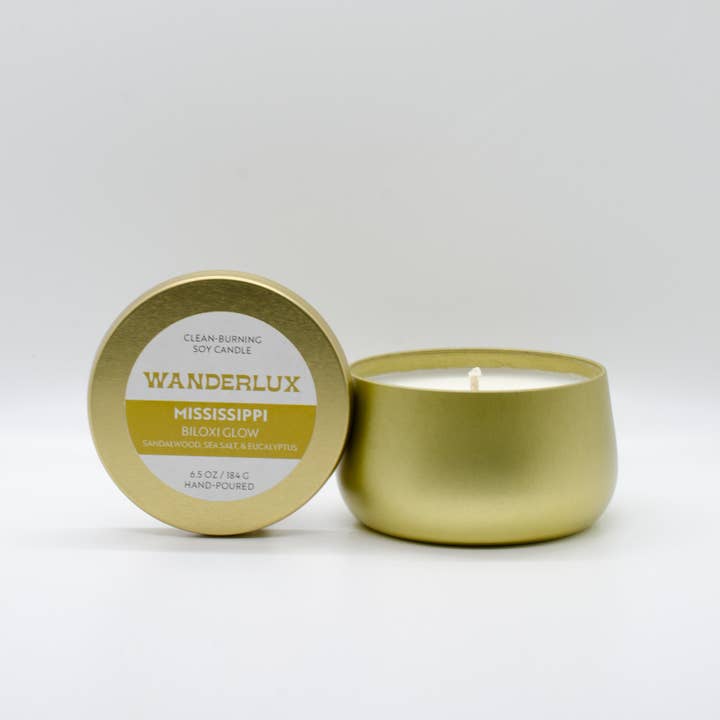 Wanderlux Mississippi Biloxi Glow 184 gram Sojaljus för wholesale av Wanderlux Candles