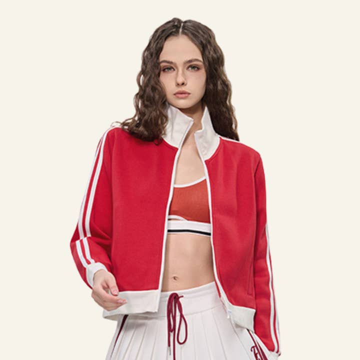 Veste vintage à col montant et bandes latérales pour femmes pour la vente par particleactive