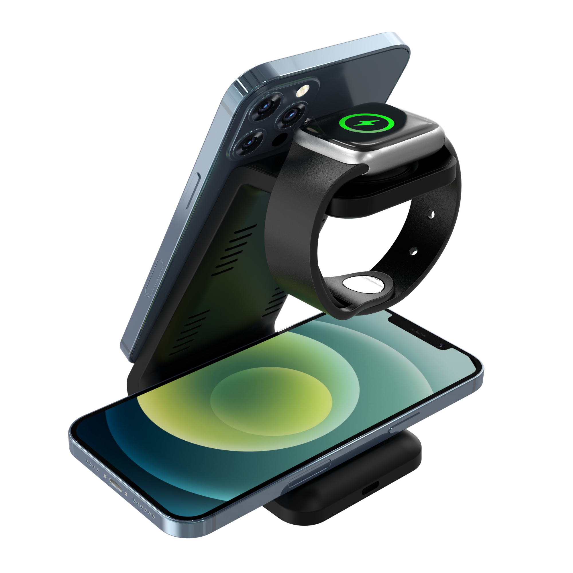 LAX Gadgets – Base e suporte para telefone por atacado – Estação de carregamento rápida 3 em 1 para iPhone/iPad - embalagem para varejo7