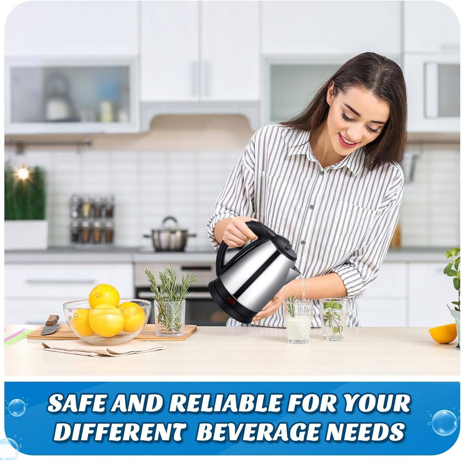 VIGOR - Vendita all'ingrosso Bollitori - Bollitore elettrico in acciaio inox da 2 L con riscaldamento rapido4