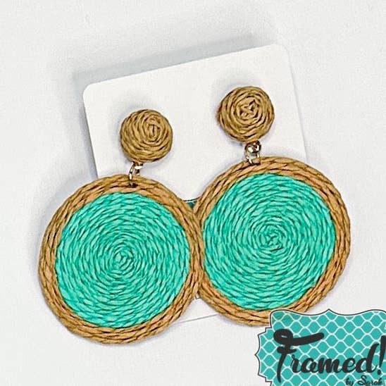 Boucles d'oreilles à disque tissé en turquoise pour la vente par Framed By Sarah