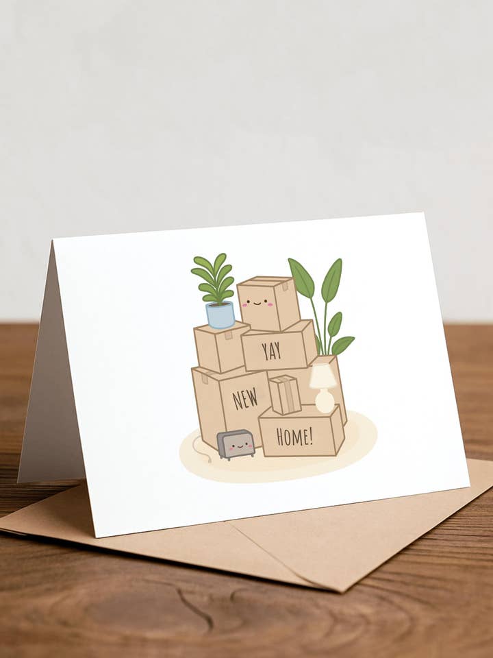 Carte de vœux pour une nouvelle maison - Cadeau de pendaison de crémaillère pour la vente par Chewy Lemon Studio
