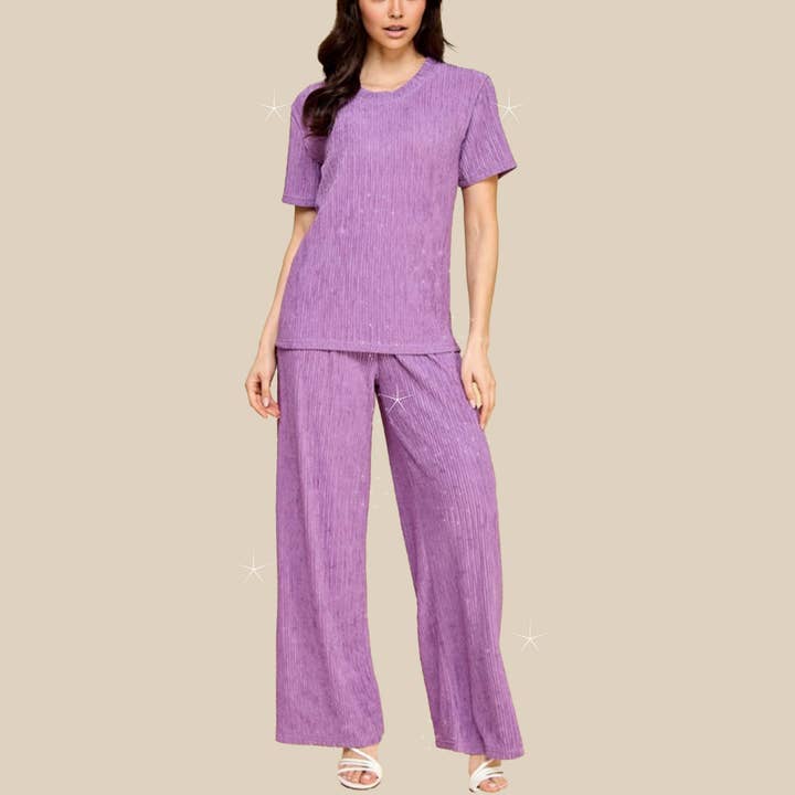 Crinkle Rhinestone Set-PURPLE for wholesale by WILD LILAC