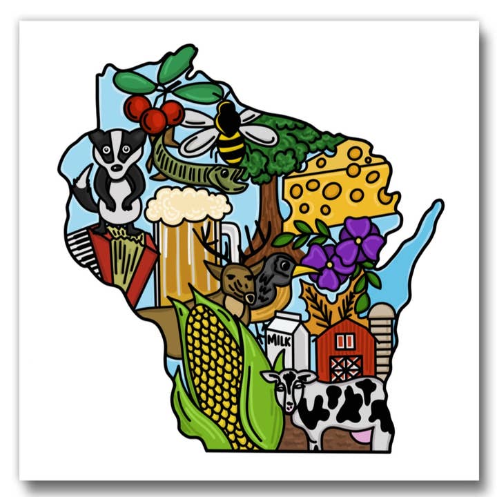 Wisconsin Symbols Magnet for wholesale by Whereabouts Shop