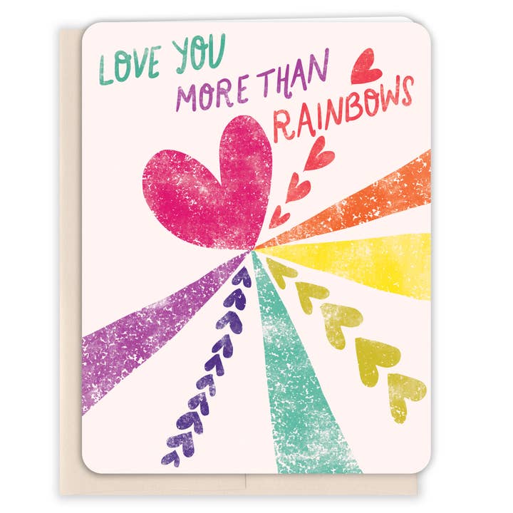 Love You More Than Rainbows Blush-Karte für den Großhandel von Paper Loop | Hand-Painted Greeting Cards