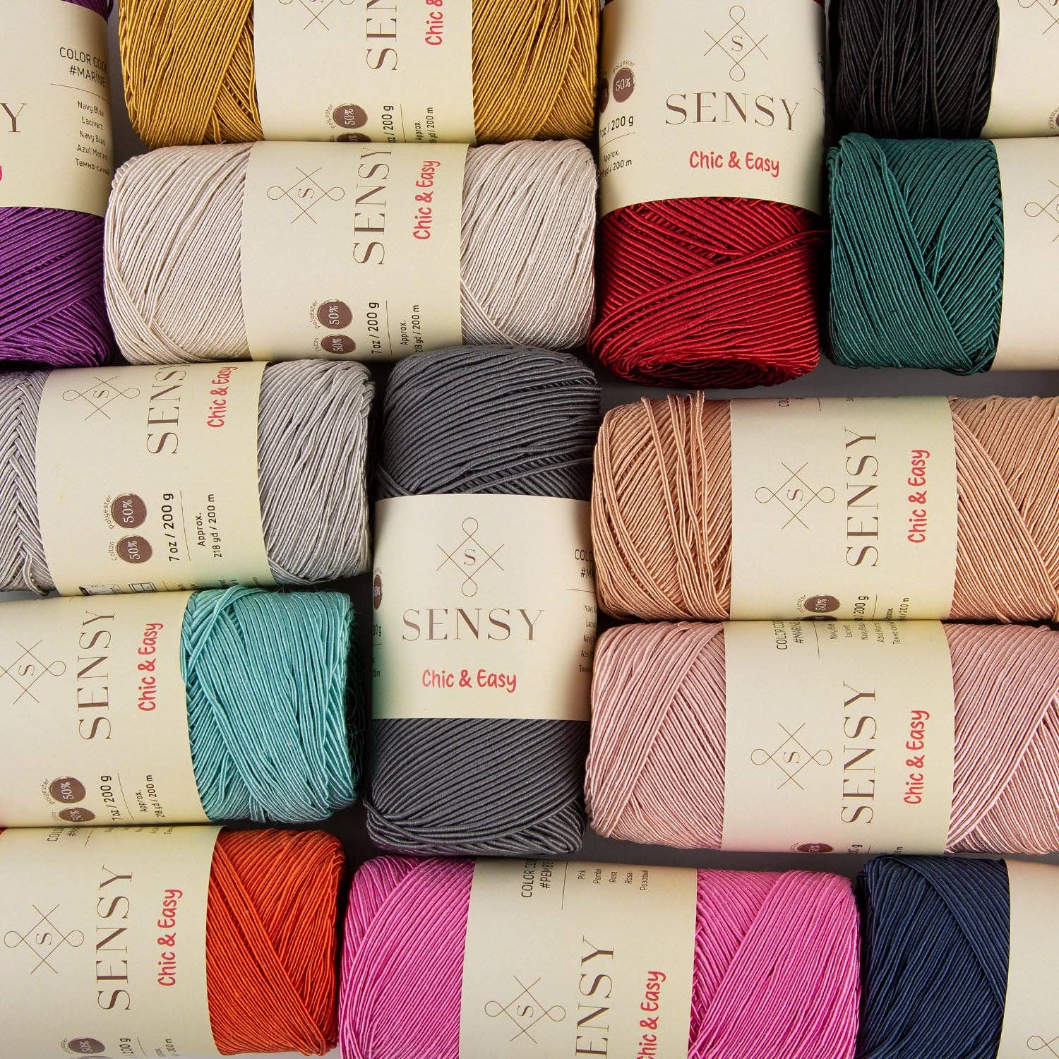 Sensy - Wholesale Yarn - Sensy Premium Chic & Easy 1.5mm 218 Yards 50% Cotton 50% Polyester Rope Crochet Bag Cord Crochet Thread33