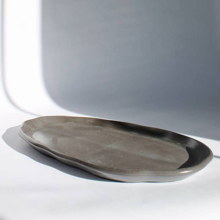 Organic Shaped Concrete Tray in Black for wholesale by House of Ivy