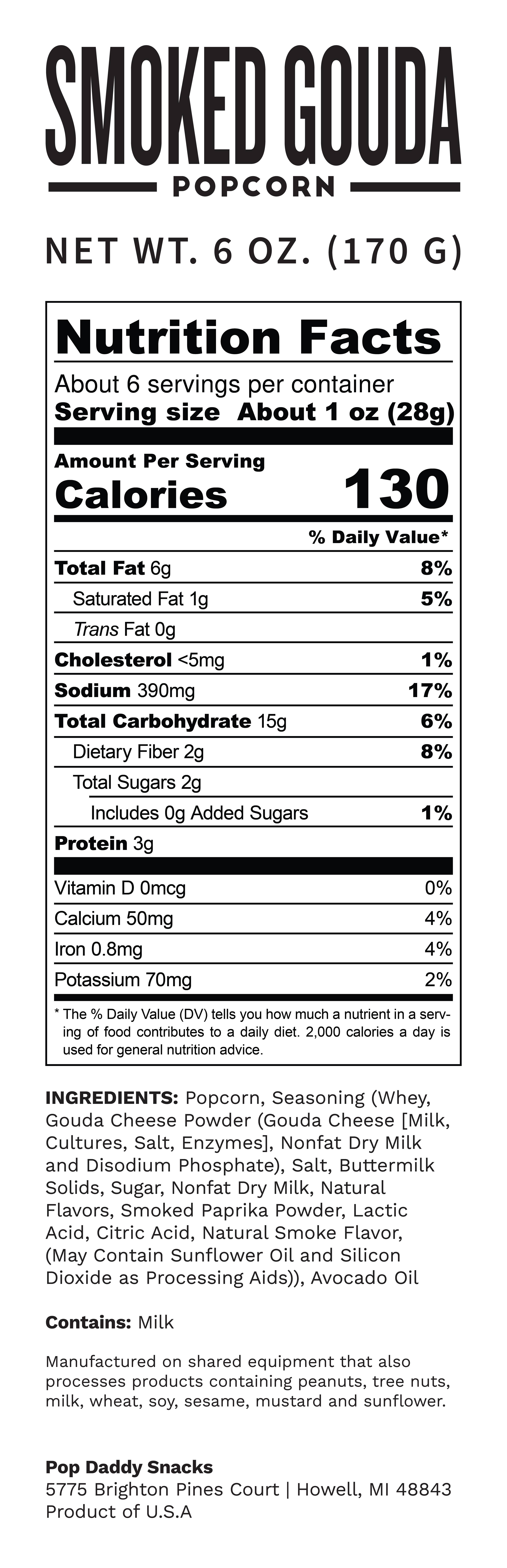 Pop Daddy Snacks - Wholesale Popcorn - Pop Daddy – Smoked Gouda Flavored Popcorn 6.0oz2