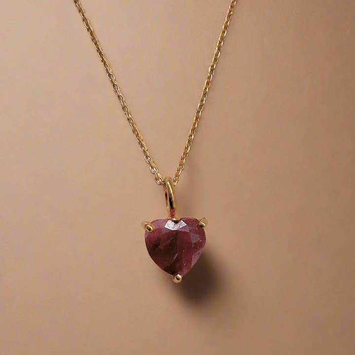 Gold Lunar - Wholesale Pendant/Charm Necklace - July Birthstone Chain Necklace Ruby 18k Gold Plated Gift