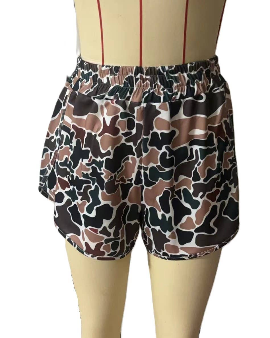 Rosa Clothing - Wholesale Shorts - Women's - Elasticated Camouflage Digital Print Shorts7