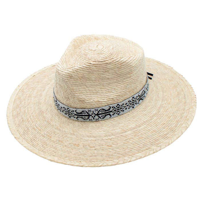 Rida Palm Leaf Beaded Band Wide Brim Beach Resort Hat for wholesale by Peter Grimm