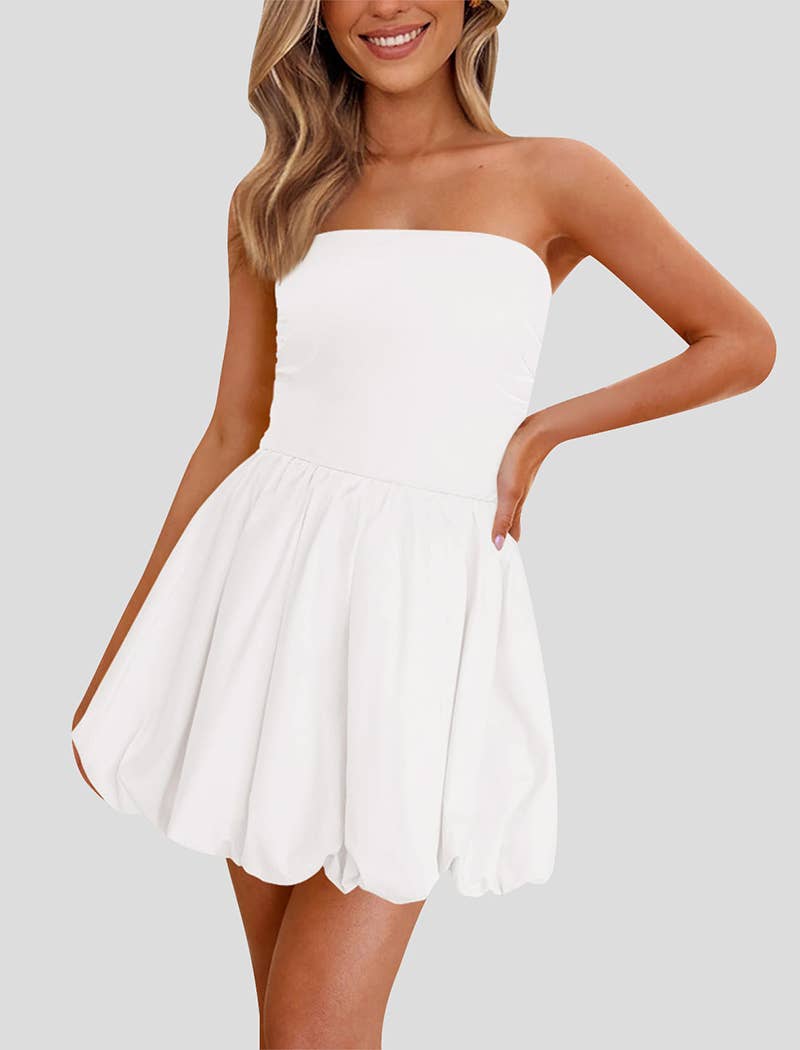 EmberLoom - Wholesale Dress - Women's - Strapless Bubble Hem Mini Dress