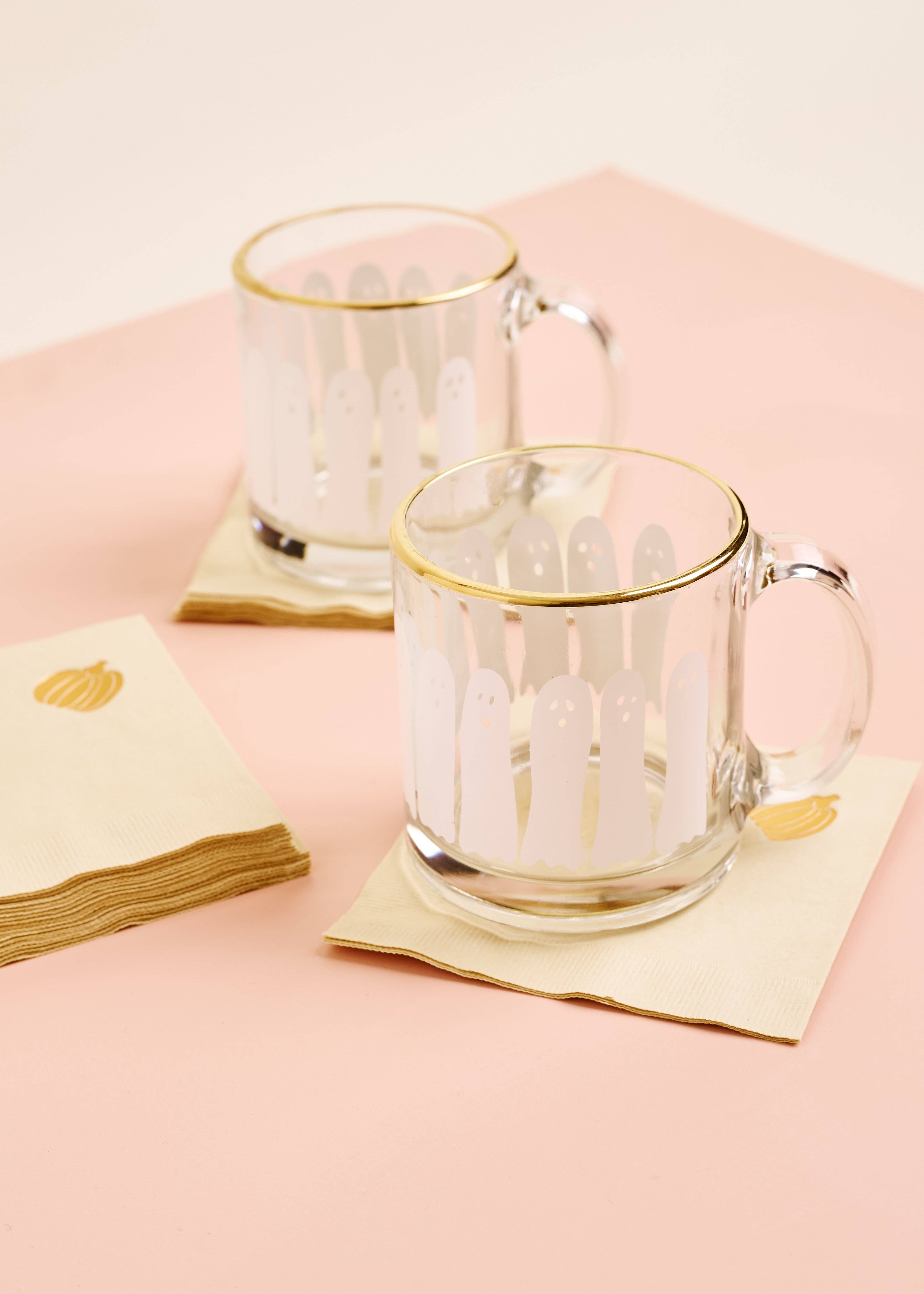 One & Only Paper - Wholesale Coffee Mug - Boo Ghost Glass Gold Rimmed Coffee Mug2