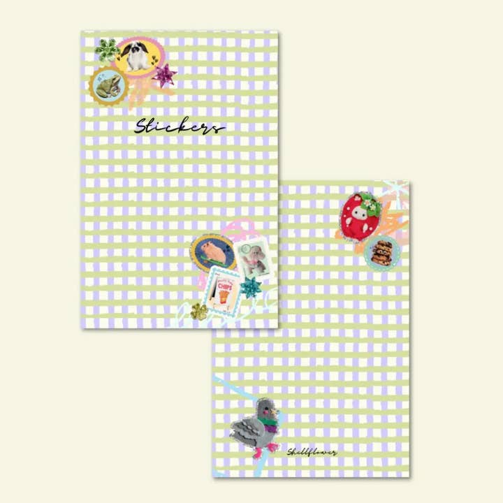 Shellflower - Wholesale Notebook - A6 Gingham Sticker Keeper Book