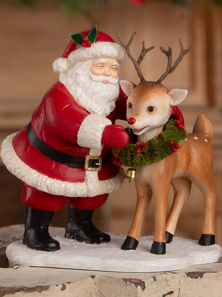 Ho Ho Santa With Rudolph for wholesale by Bethany Lowe Designs
