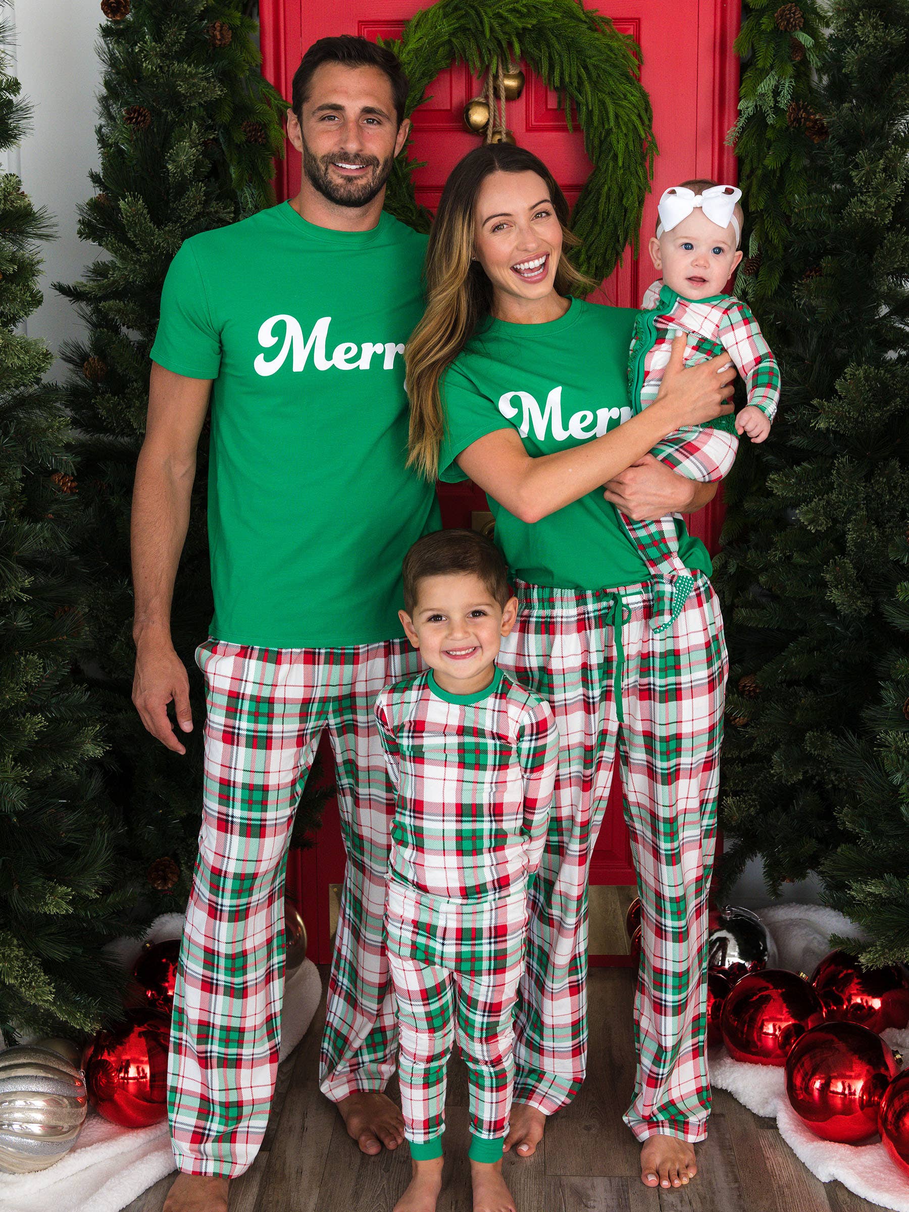 White SoftSnooze™ Boys Cotton Modal Dashing Dreams Plaid Long Sleeve Pajama Set for wholesale on Faire4