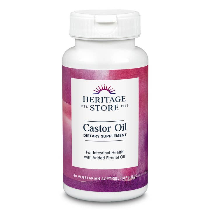 Heritage Store - Wholesale Oral Supplement/Vitamin - Castor Oil Capsules 60 ct