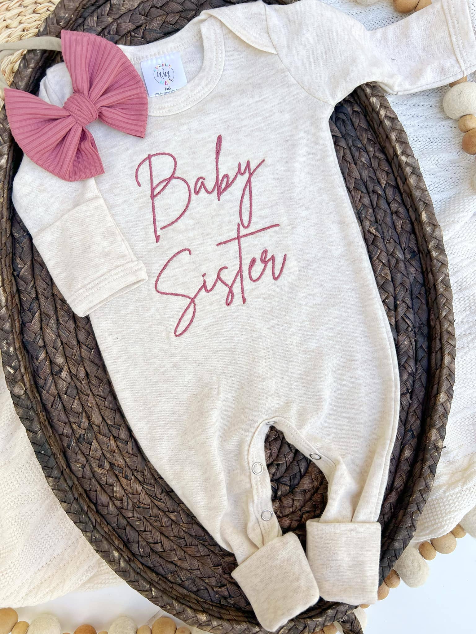 Wonderfully Made - Wholesale Jumpsuit - Baby - Baby Romper | Baby Sister Pink - Baby Announcement Outfit1
