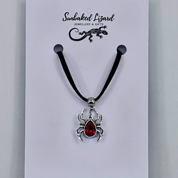 Sunbaked Lizard Jewellery & Gifts - Wholesale Pendant/charm necklace - Red & Black Spider Pendant Necklace | Halloween Jewellery3