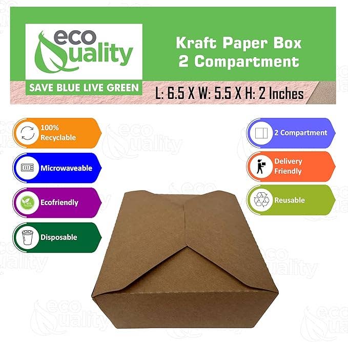 EcoQuality - Vente Boîtes de conservation - Boîte repas kraft à 2 compartiments Bio Box4