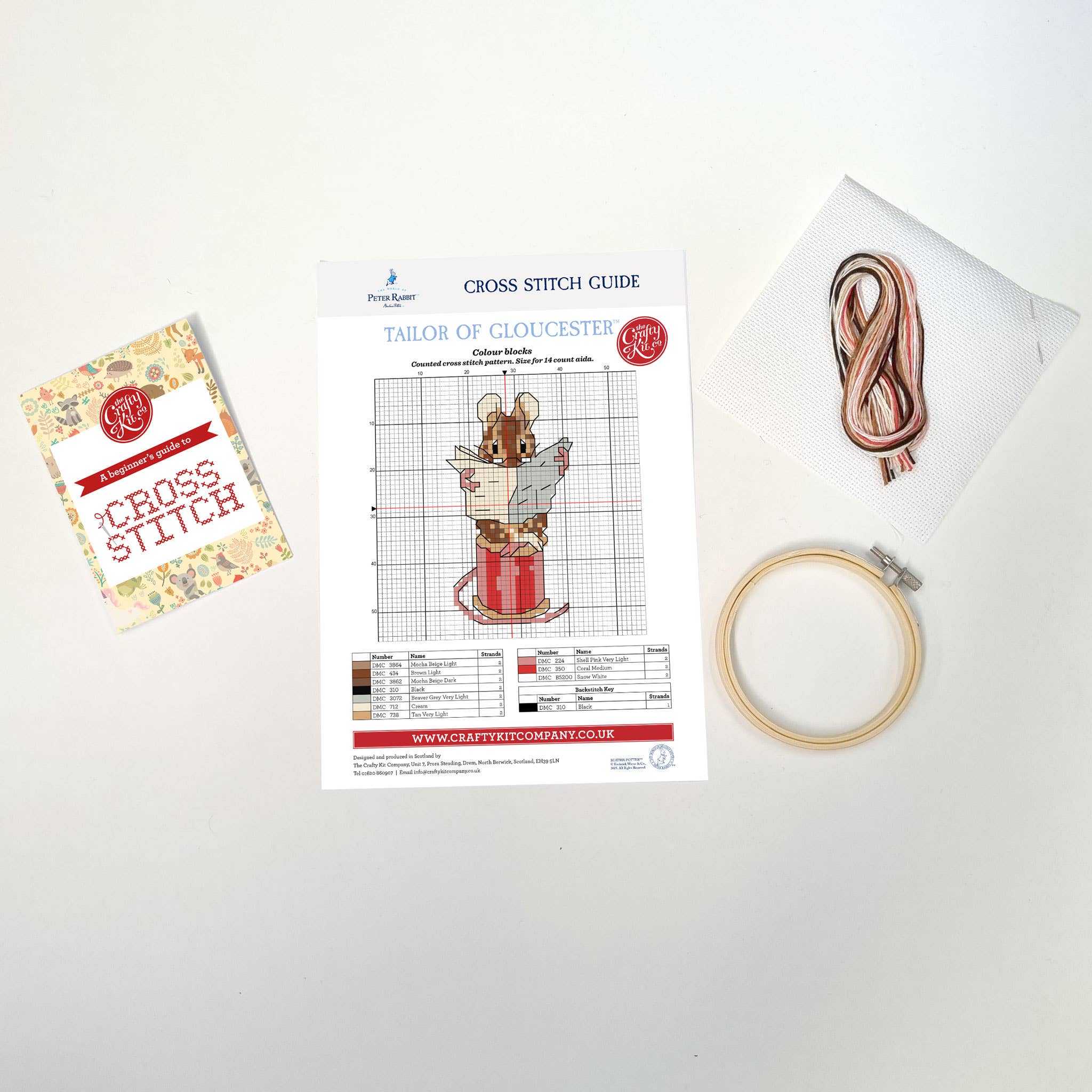 The Crafty Kit Company - Wholesale Embroidery/Cross Stitch Supplies - Beatrix Potter - Tailor of Gloucester Mini Cross Stitch Kit3