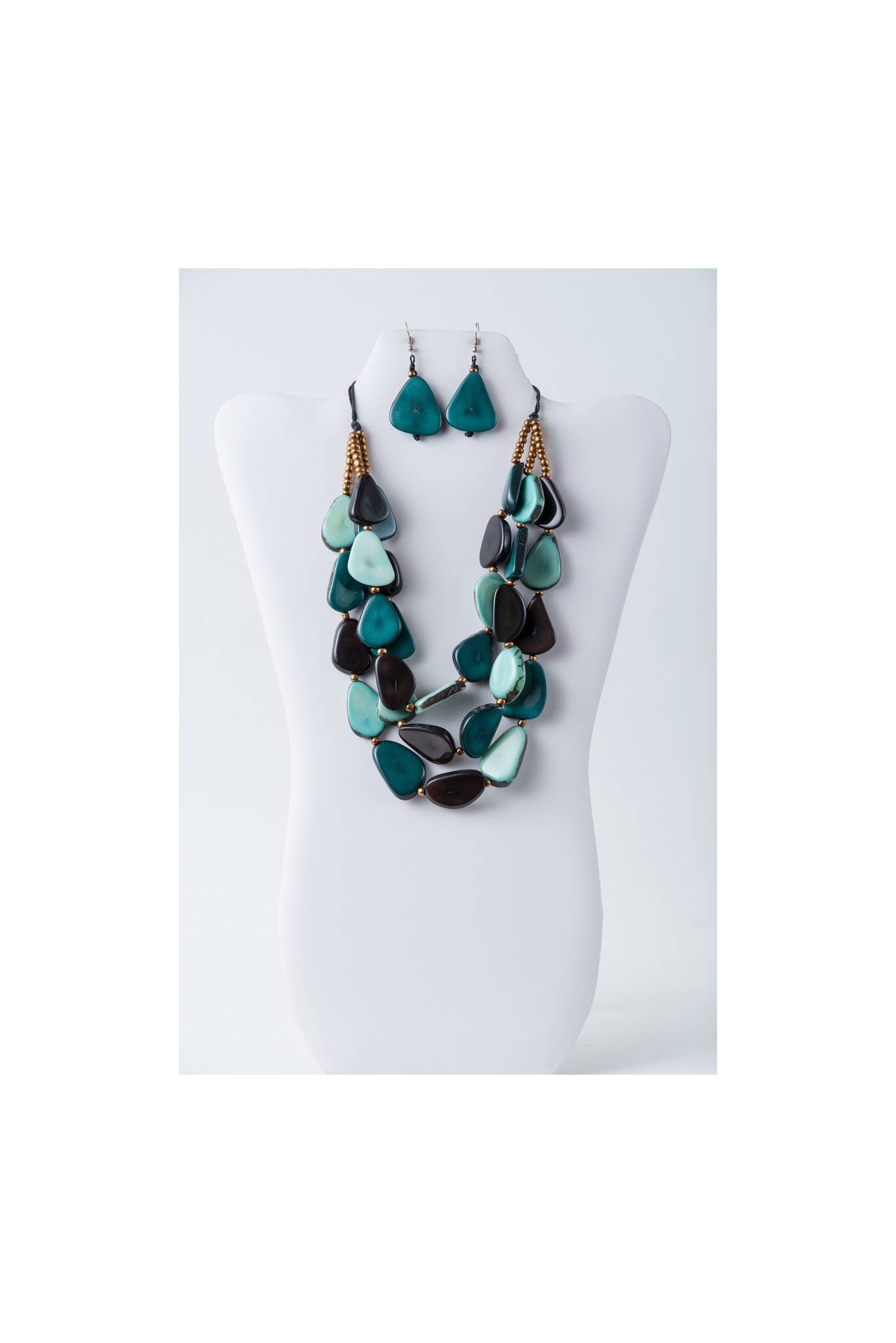 TaguArtsy – wholesale Smycken – Zaley Three Stranded Organic Tagua halsband och örhängen6