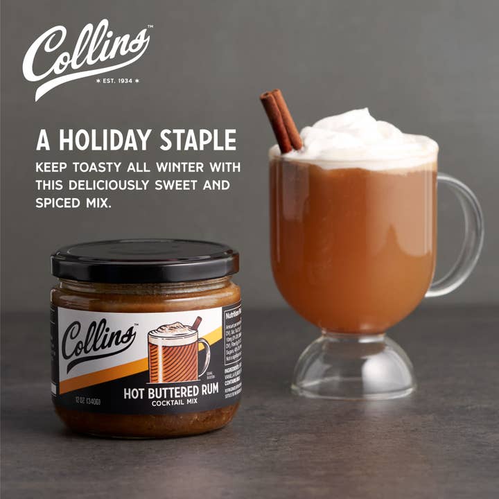 Collins - Wholesale Cocktail Mix/Syrup - Real Sugar Hot Buttered Rum Cocktail Mix 12 oz1