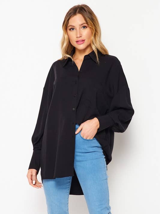 Solides Langarm-Top mit Knöpfen für den Großhandel von Lemon Tree