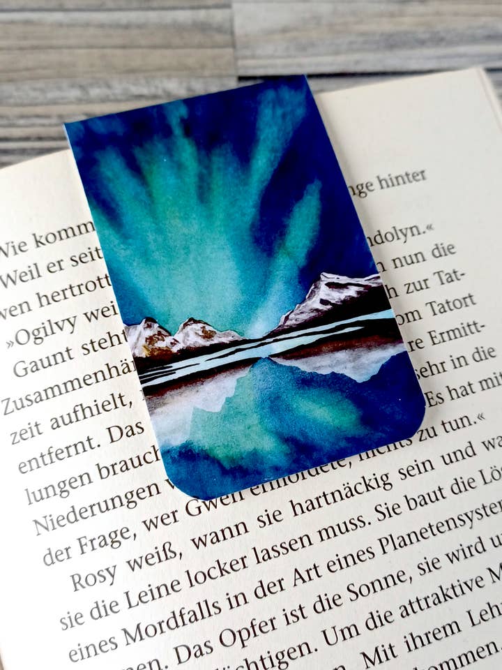 Magnetisches Lesezeichen – Polarlichter – Reise Aquarell für den Großhandel von Christina Jenne Art and Design