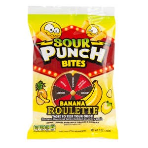 L&F Universal Goods - Vente Bonbons gélifiés - Sour Punch Bananes Roulette Bites 12/5OZ0