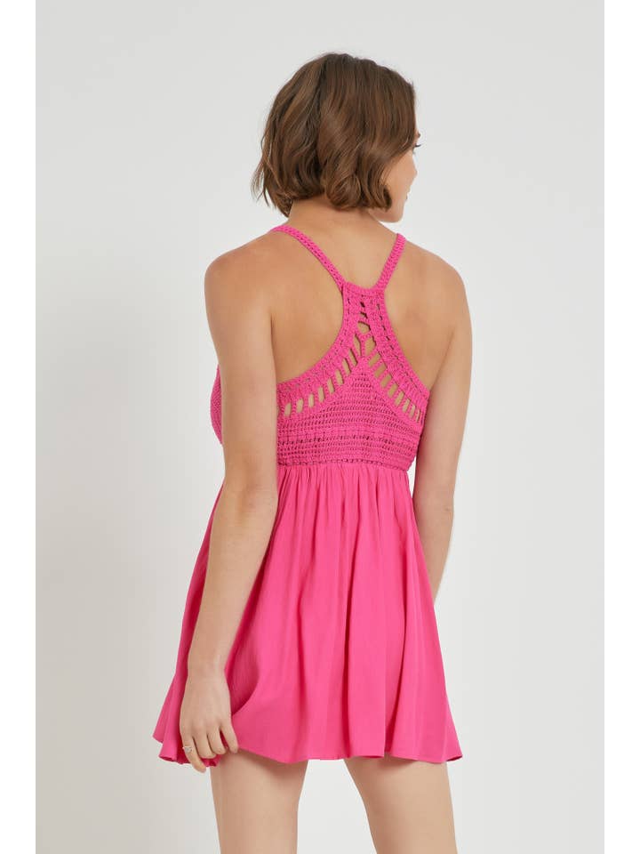 HOT PINK HÆKLET PANEL CAMI KJOLE for engroshandel på Faire2