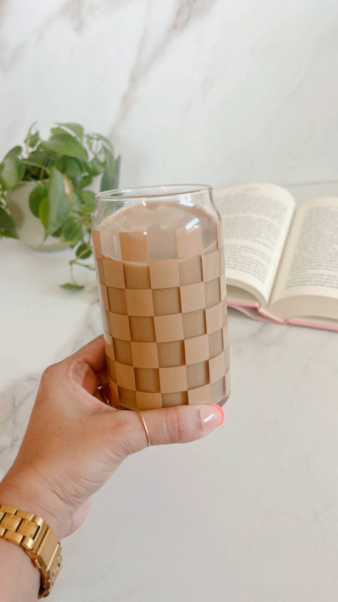 NVDSIGNZ - Wholesale Drinking Glass/Cup - Neutral Checkered Iced Coffee Glass,Libbey Beer Can Glass 3