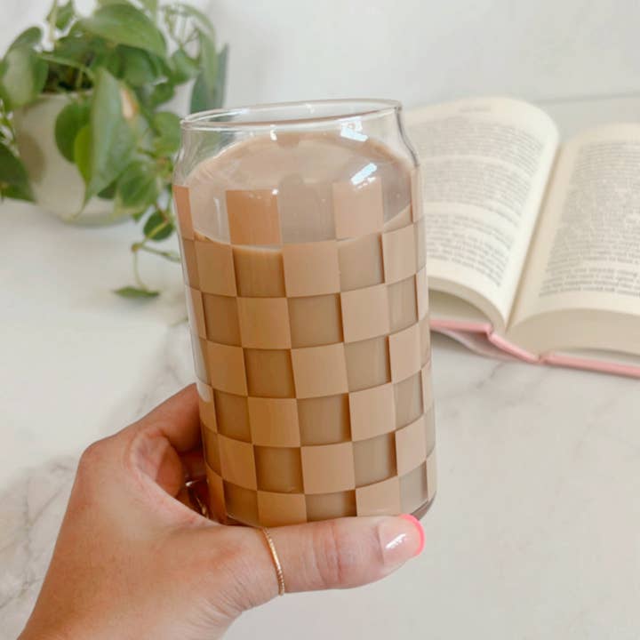 NVDSIGNZ - Wholesale Drinking Glass/Cup - Neutral Checkered Iced Coffee Glass,Libbey Beer Can Glass 3