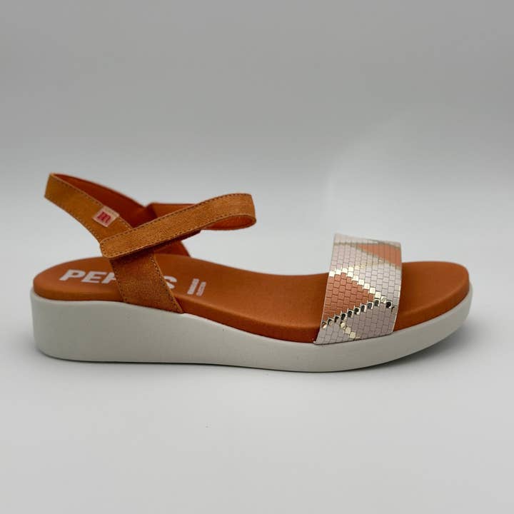 Pepe Menargues dam sandaler 10532 rem mocka orange aprikos milos vit för wholesale av KAPLES SHOES