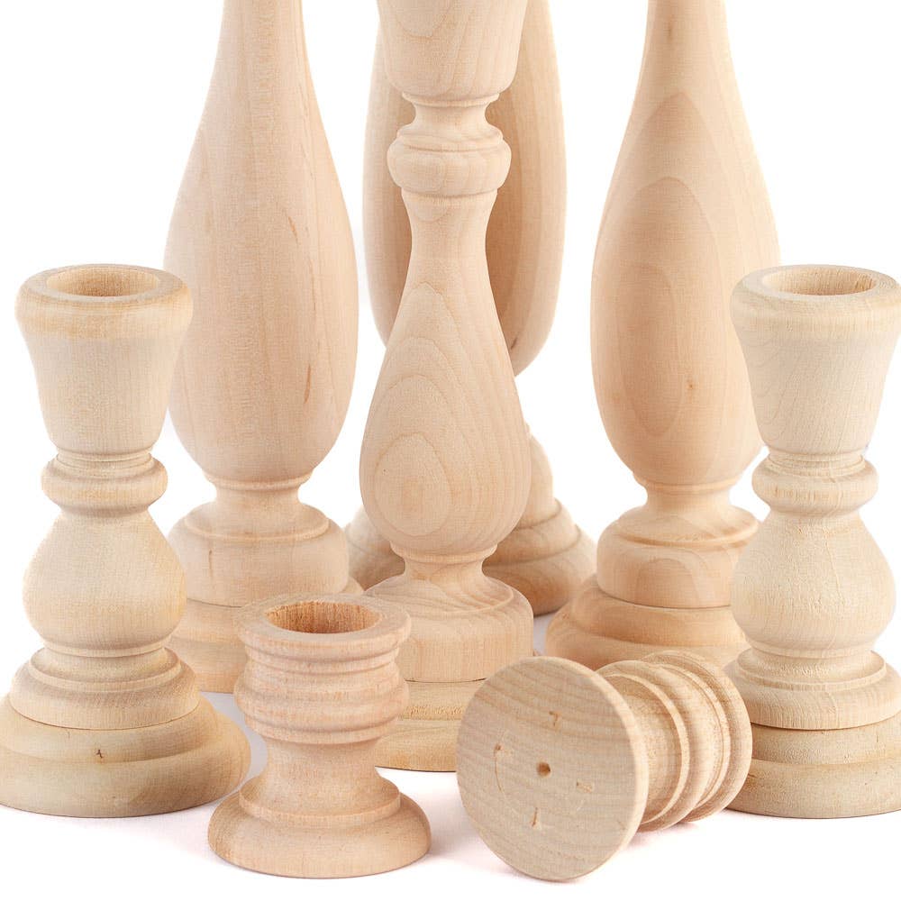Factory Direct Craft - Wholesale Candle Holder - Unfinished Wood Taper Candle Holders - Select Size6