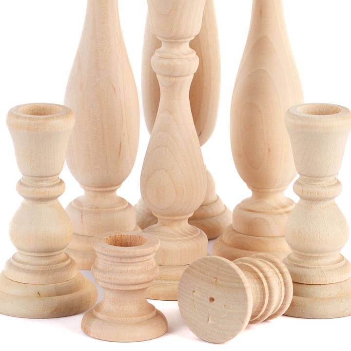 Factory Direct Craft - Wholesale Candle holder - Unfinished Wood Taper Candle Holders - Select Size6