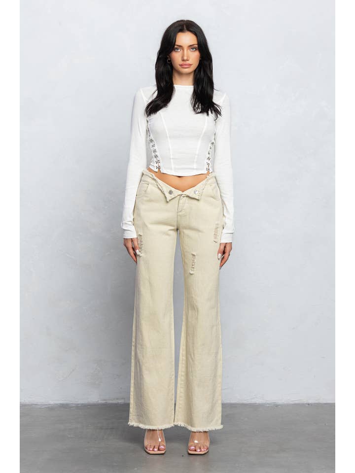 No Vacancy - Wholesale Knit Top - Women's - Fine ribbed hook & eye detail long sleeve top