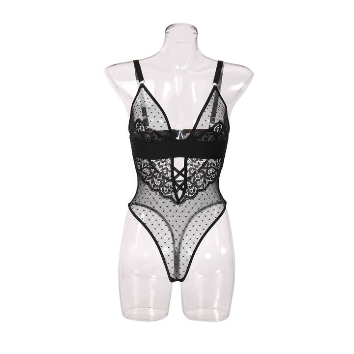 Sweetkama - Wholesale Lingerie Bodysuit - Women's - Ladies Sexy Lingerie Bodysuit See Through Lace Teddy CQX0540